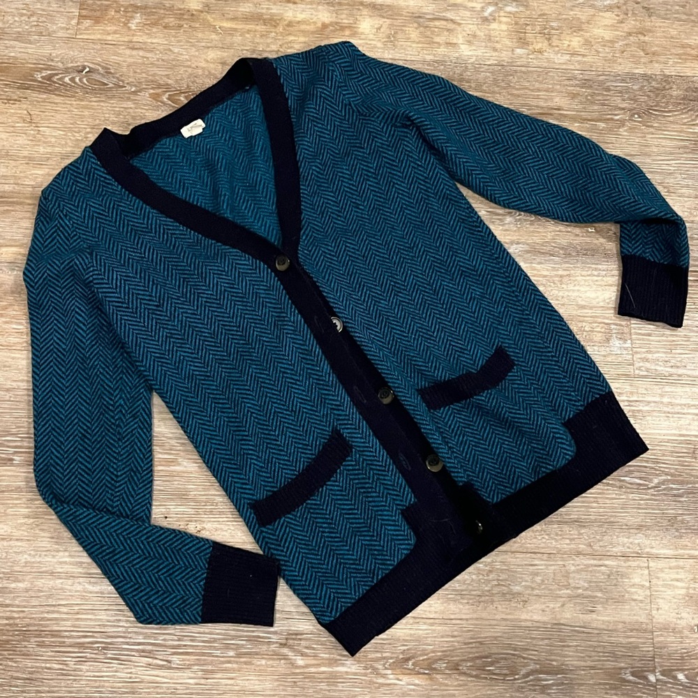 J.Crew navy/teal wool cardigan🐊